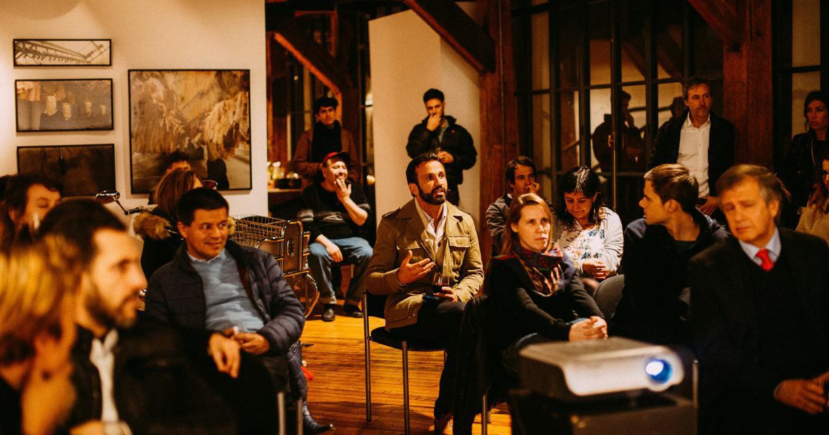 People networking at a conference