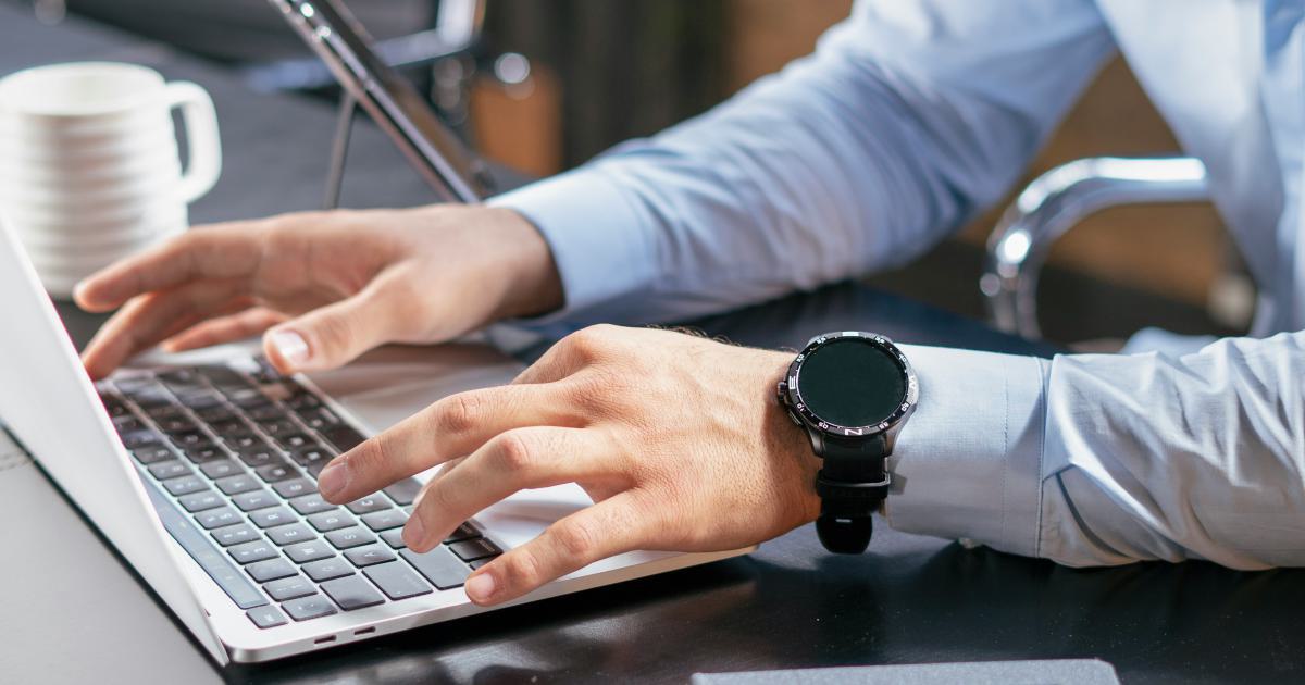 Businessman working on laptop