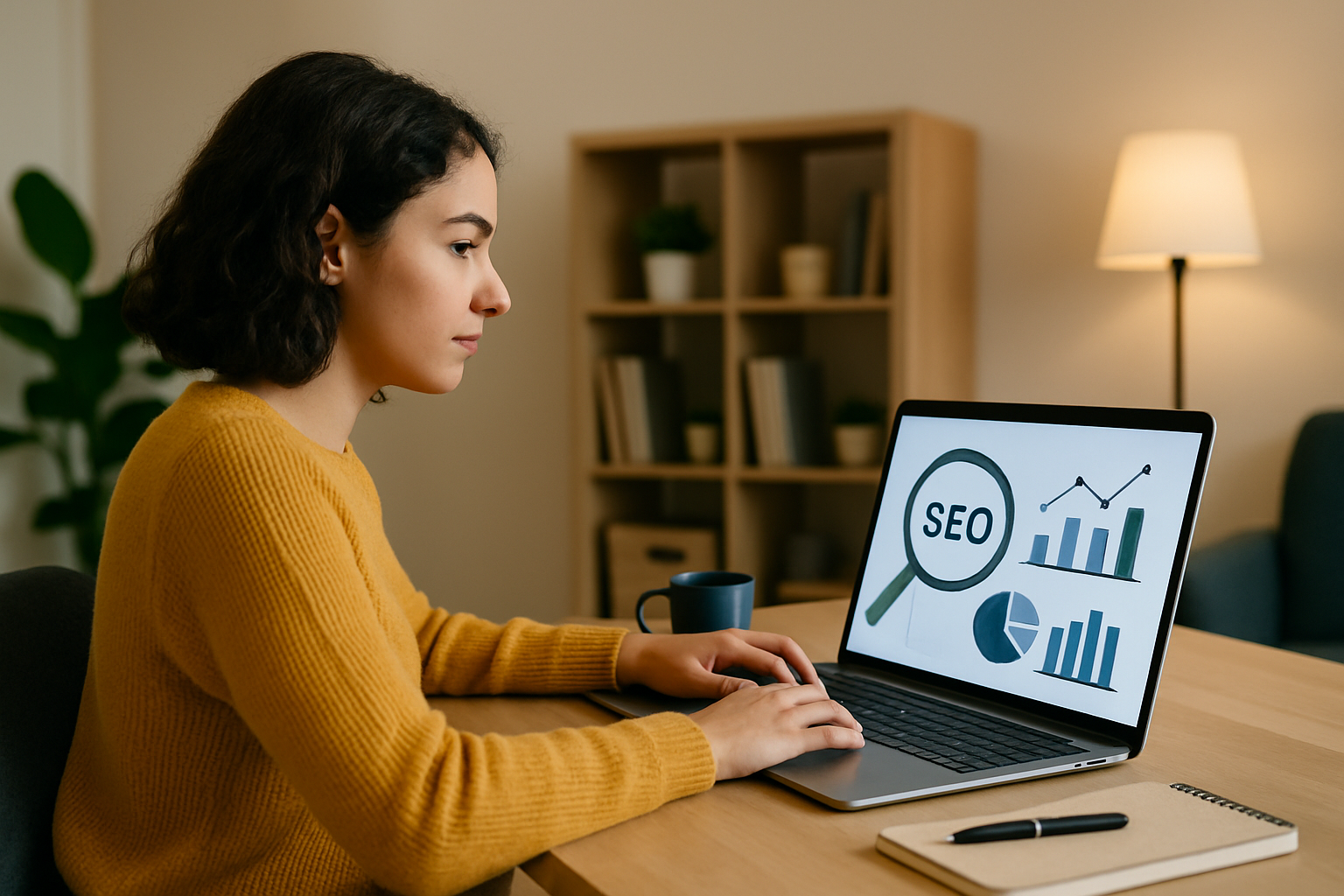 An SEO analyst learning and working with SEO tools on their computer