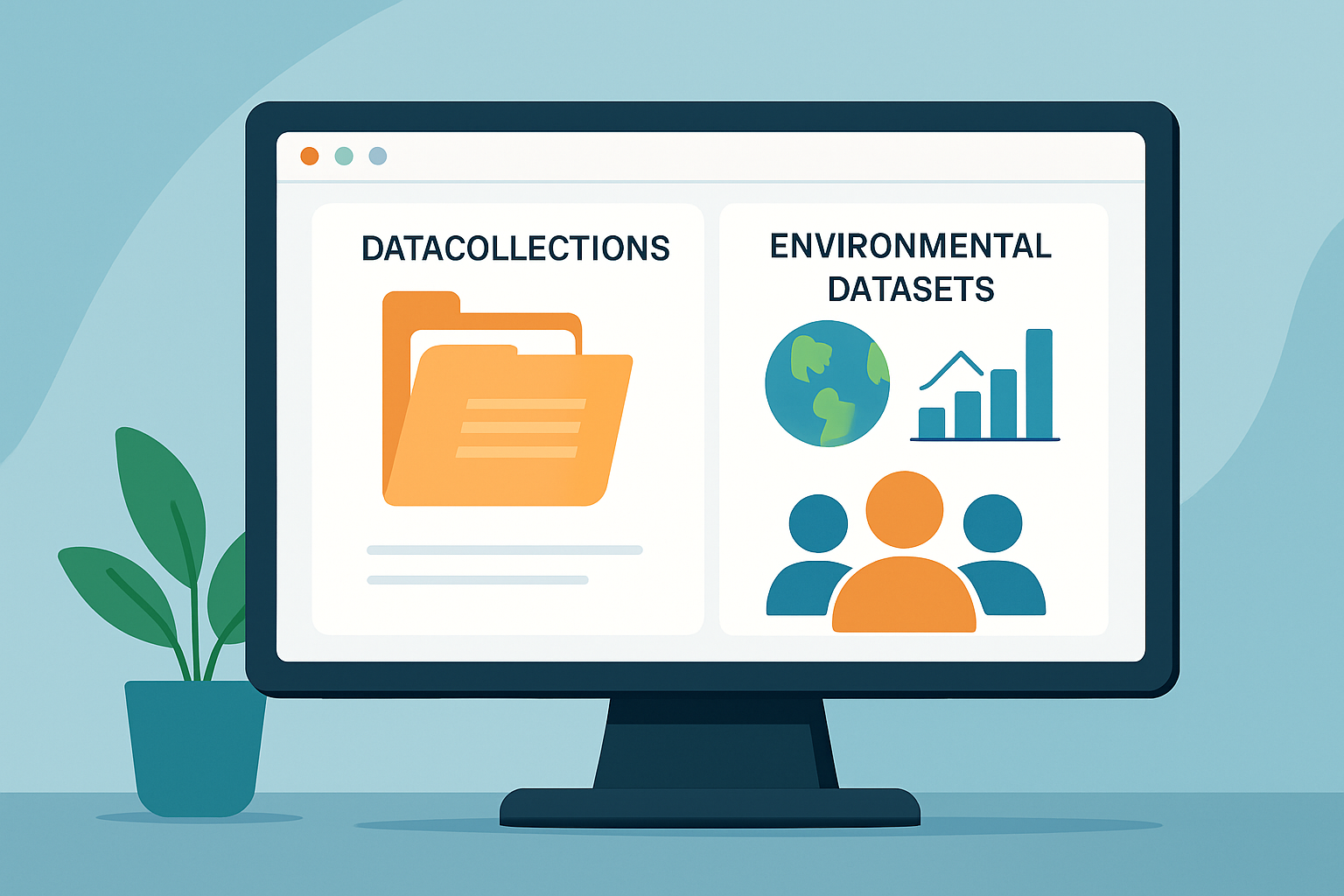 User interface of a digital platform representing environmental data preservation and collaborative archiving efforts