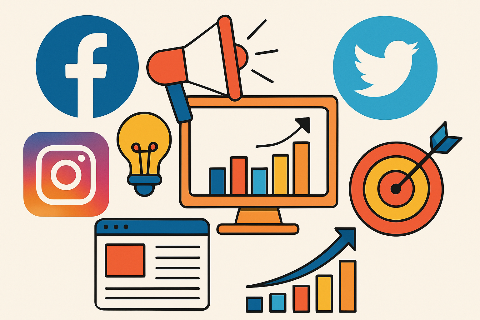 Visual collage showcasing iconic old social media platforms and nostalgic marketing elements