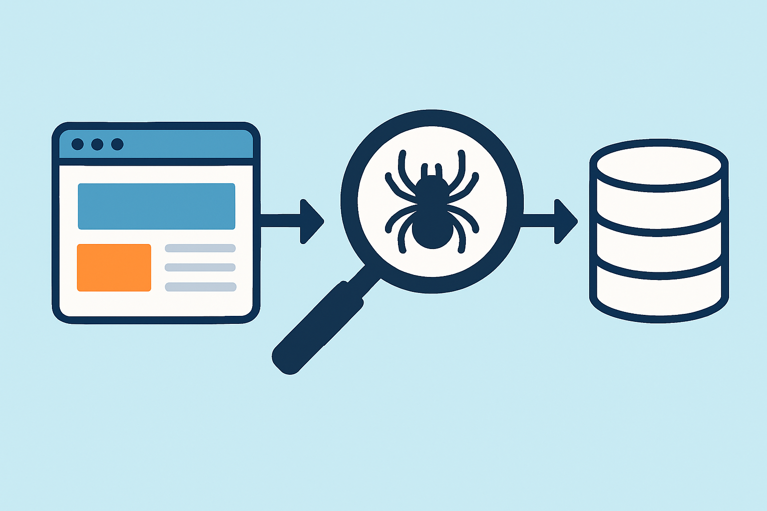 Visual representation of how search engines crawl and index web pages step-by-step