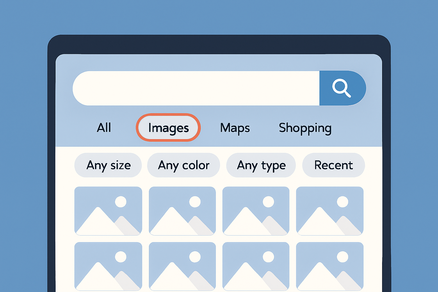 Google Images interface showing advanced filters and reverse image search features