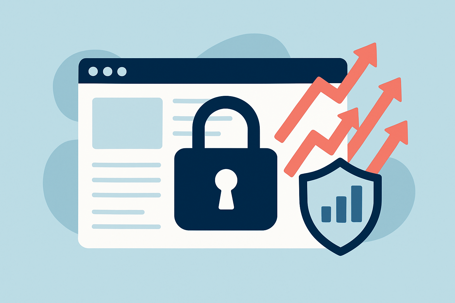 Visual representation of SSL security combined with SEO ranking improvement.