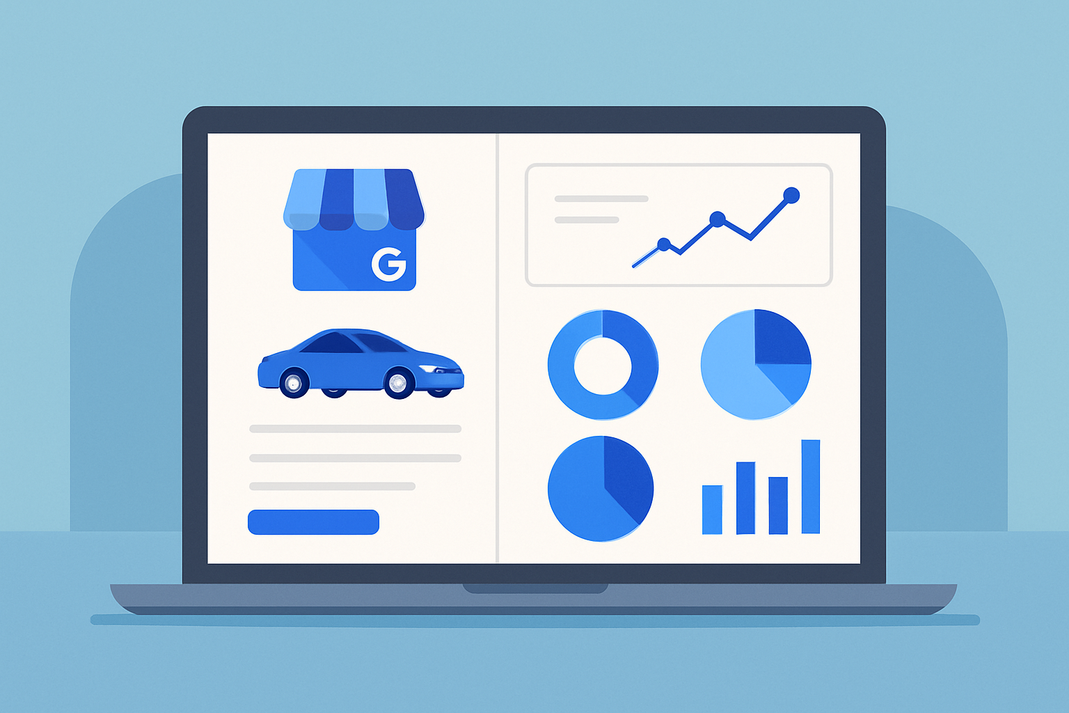 Screenshot of a fully optimized Google My Business dashboard for a car dealership