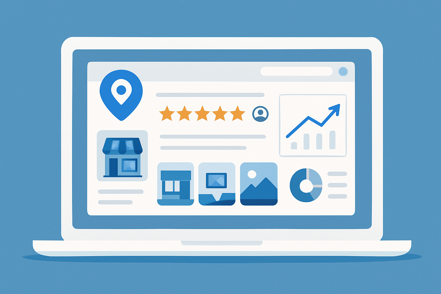 An optimized Google My Business dashboard showcasing complete business profile with photos, posts, and customer reviews.