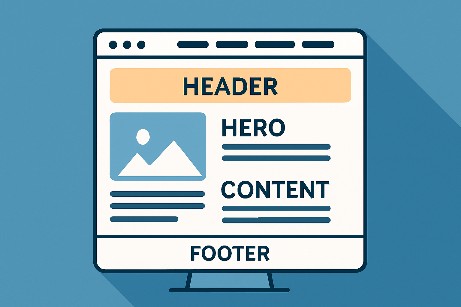 Illustration of a single page website layout displaying distinct content sections with navigational anchors for SEO structuring.