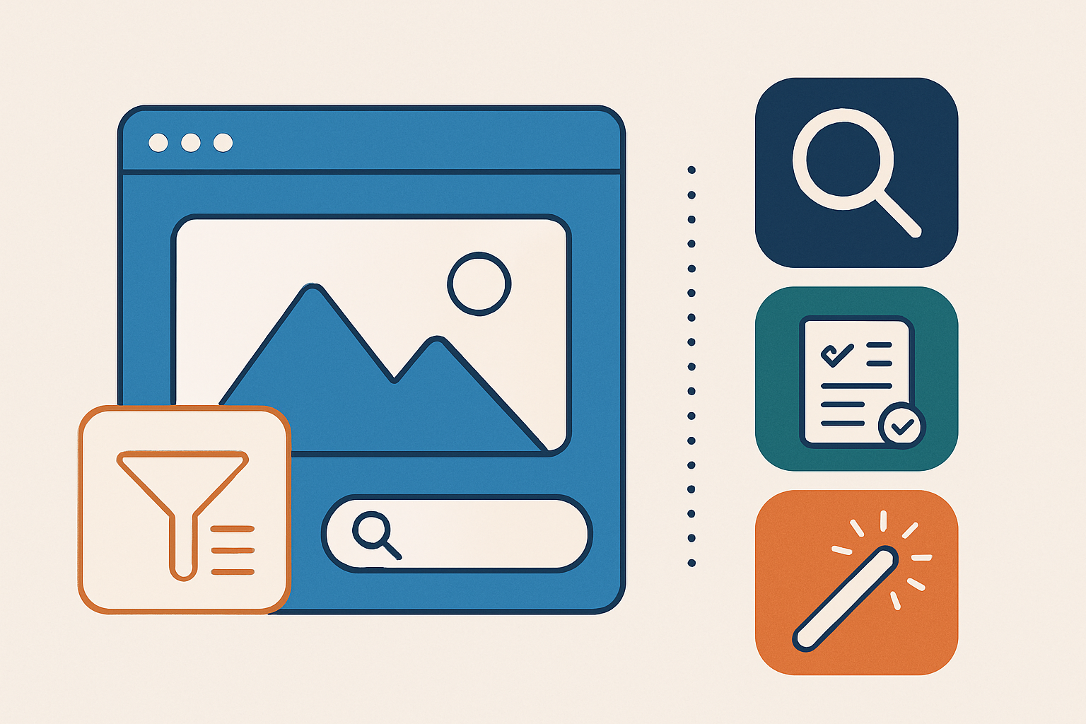 Visual infographic showing the key features and ideal use cases for top image search engines