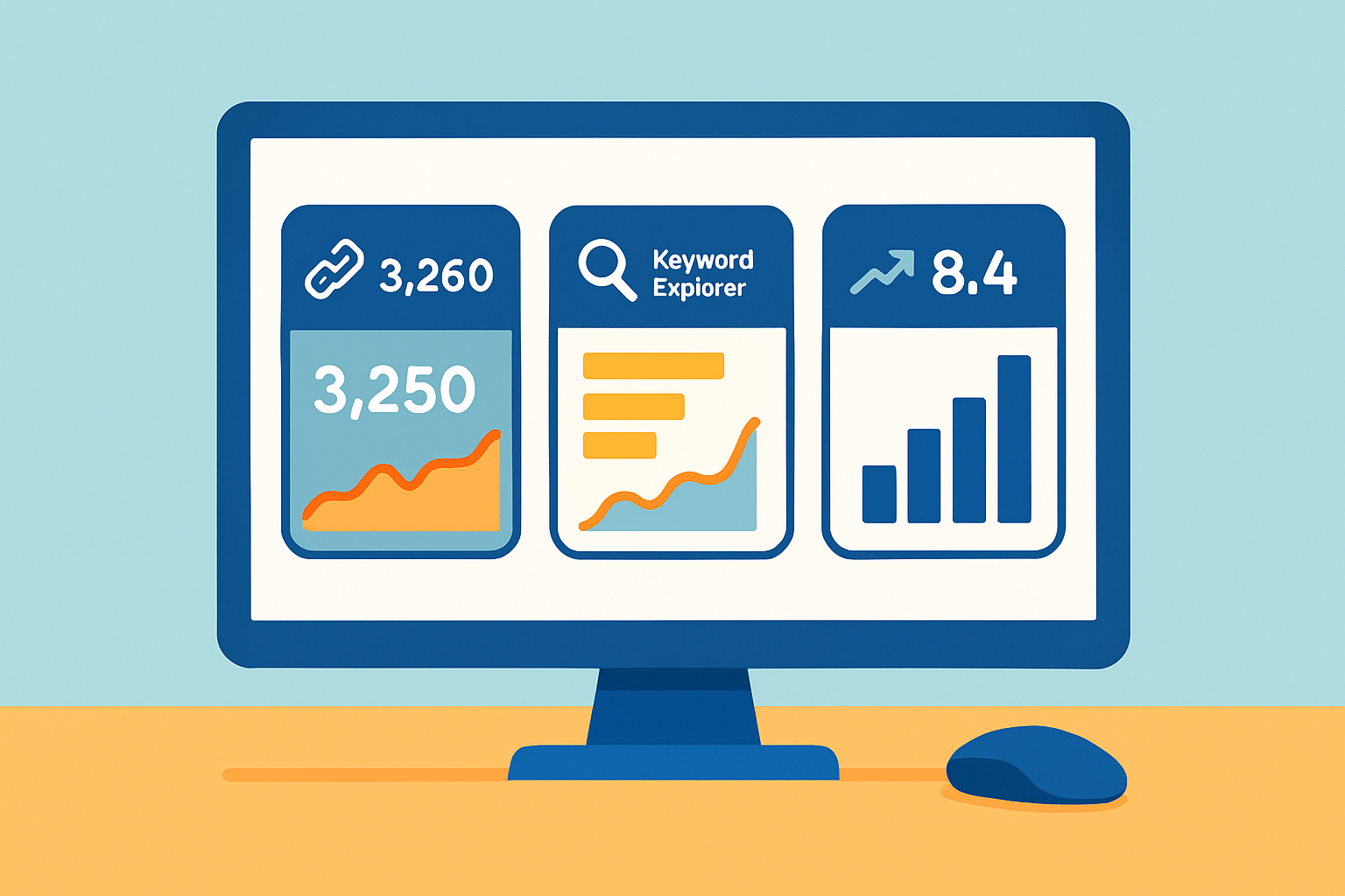 Ahrefs dashboard illustrating backlink audits, keyword research, and ranking progress to guide SEO project management.