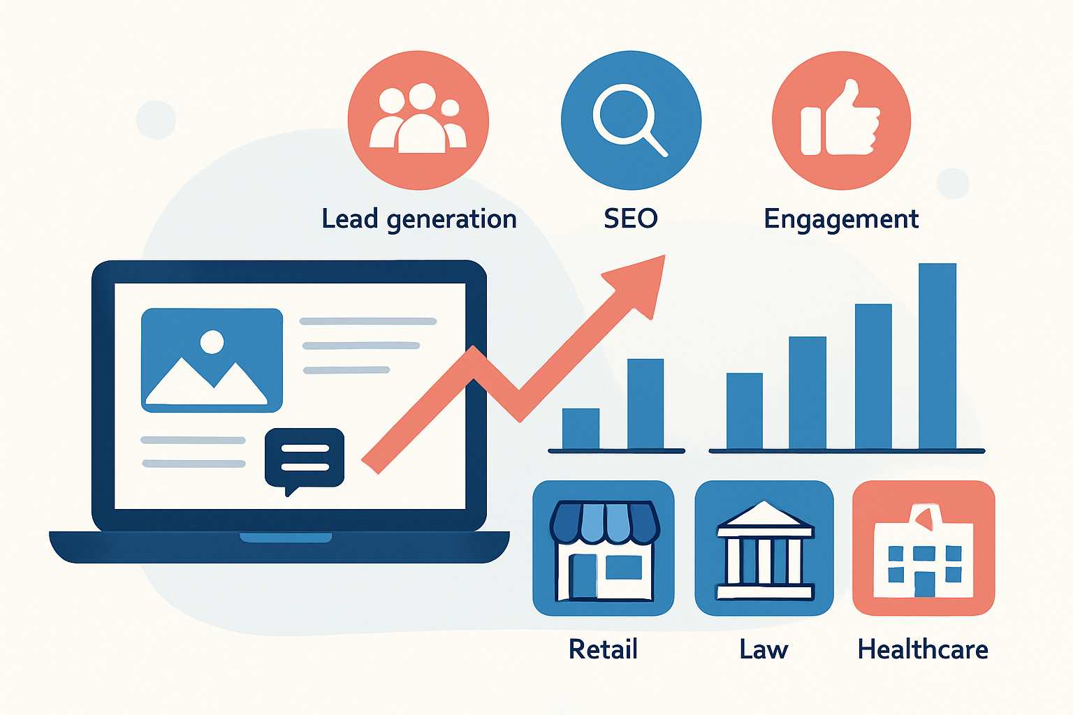 Visual case study illustrating KPI-driven content marketing strategies across various industries