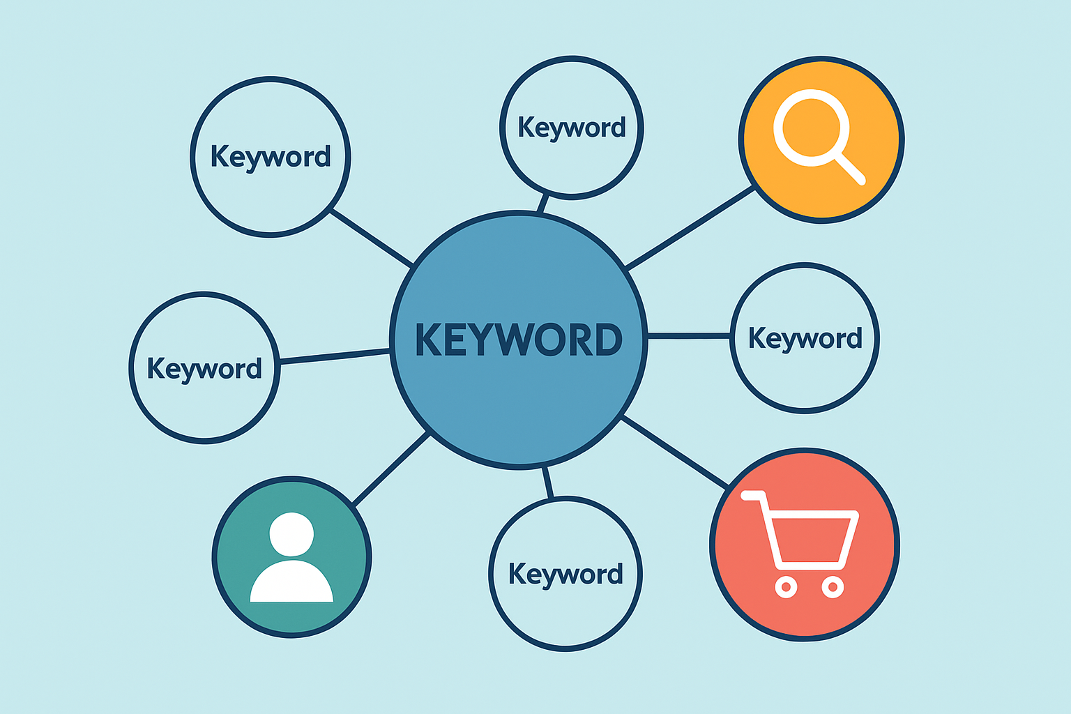 Diagram illustrating how semantic keyword groups cluster related search terms based on meaning and intent