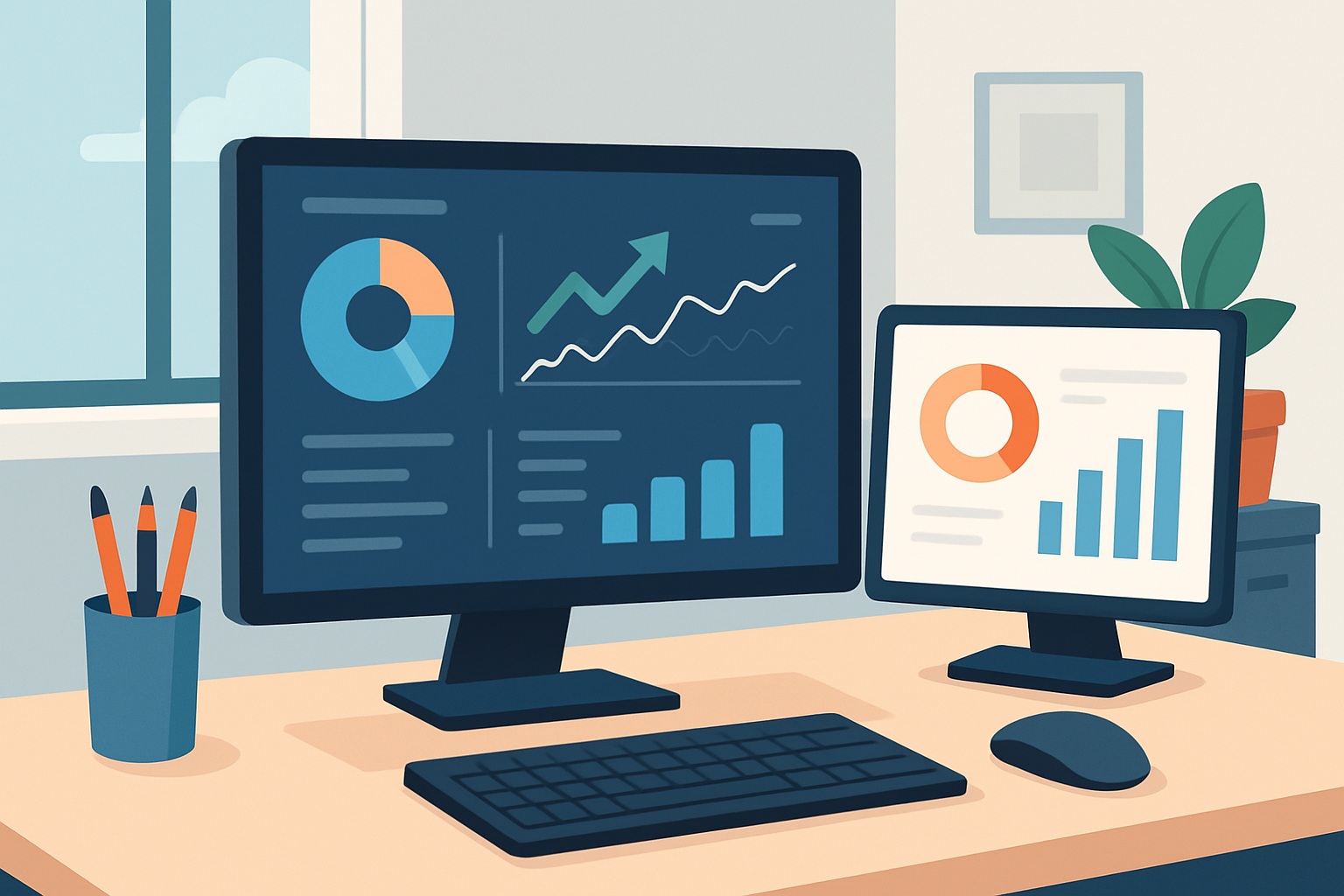 Screens showing SEO analytics dashboards from Moz and Ahrefs, illustrating data-driven SEO insights.