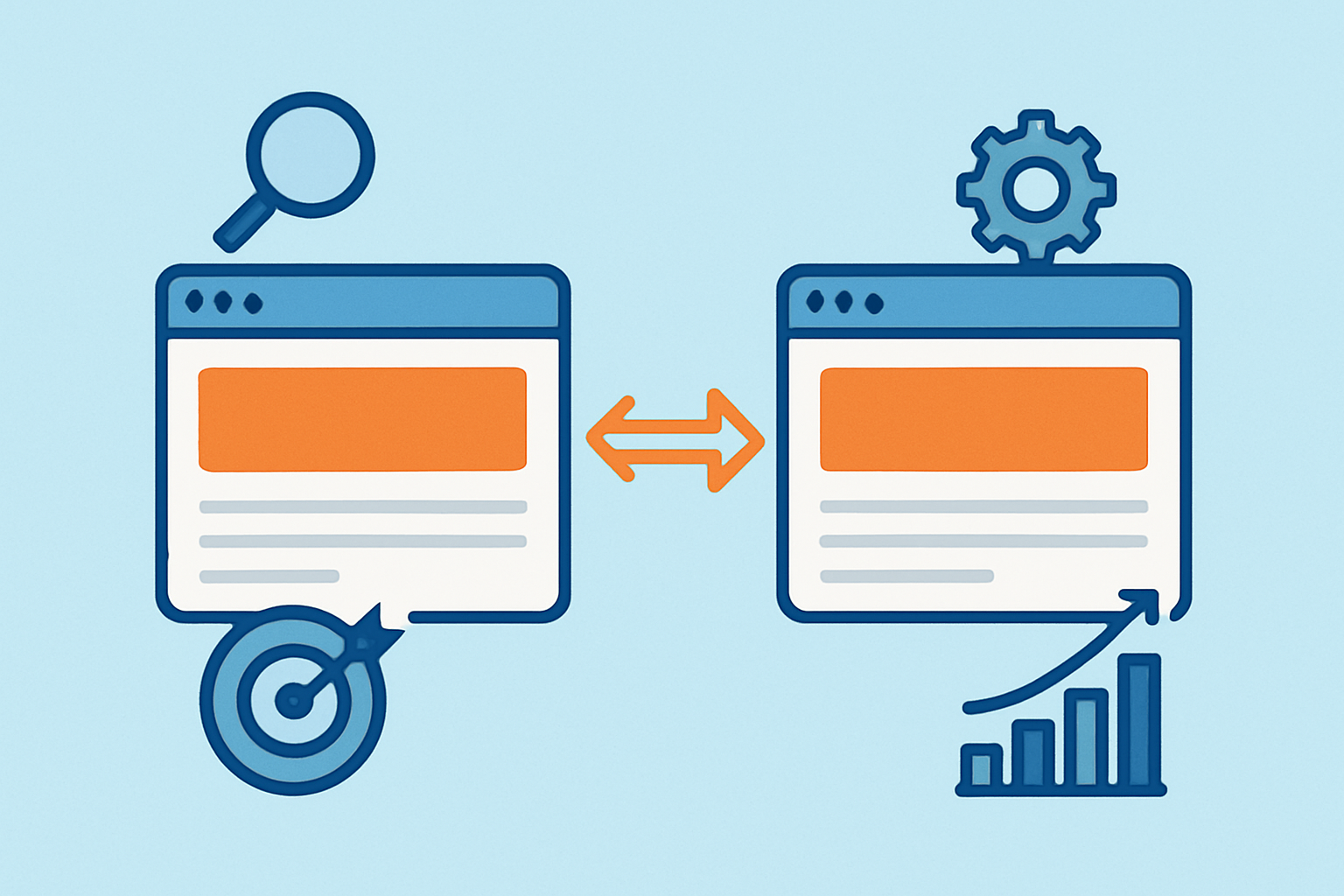 Visual representation of reciprocal linking between two websites showing mutual connection and SEO impact