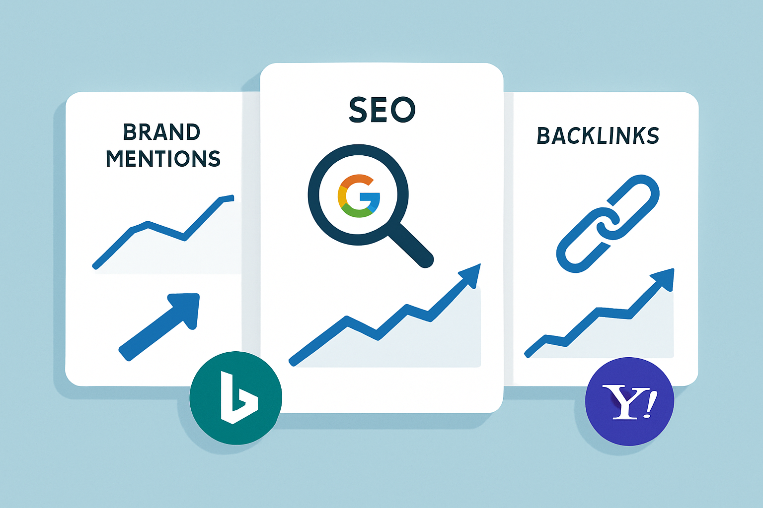 A dashboard showing brand mentions, backlinks, and SEO performance metrics illustrating brand awareness impact on SEO.