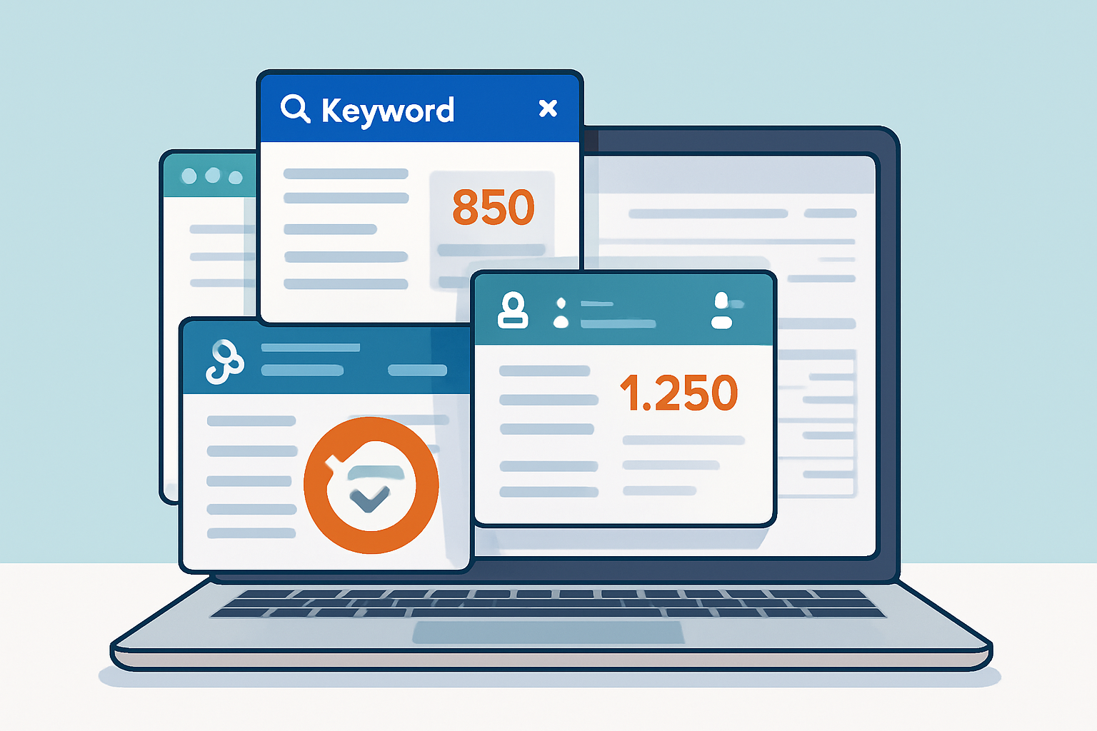 Dashboard view showcasing detailed SEO extension insights including keyword rankings, backlinks, and site audits.
