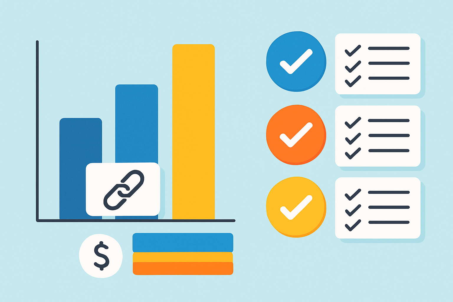 Visual comparison chart highlighting backlink database size, pricing, and key backlink features of Ahrefs, Moz, and Mangools.