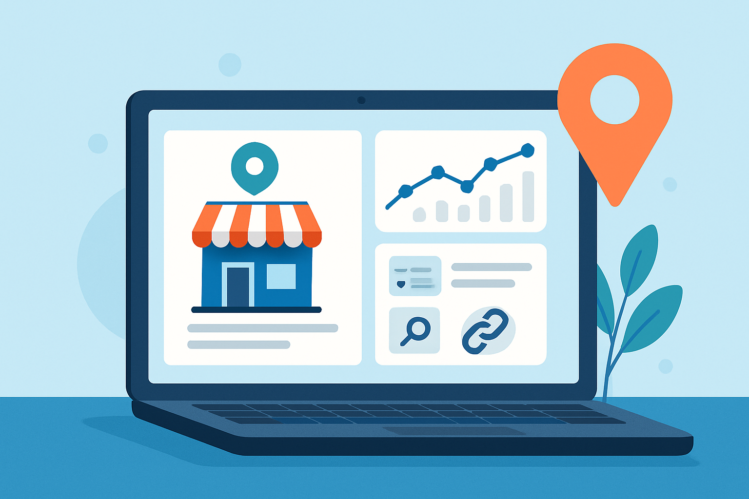 Dashboard displaying metrics of local SEO performance for a general contracting business